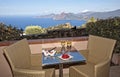 Romantic drink in corsica with strawberries and wine Royalty Free Stock Photo