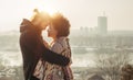 Romantic embracing loving couple. Falling in love Royalty Free Stock Photo