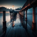 Romantic empty pier at night 1