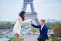 Romantic engagement in Paris Royalty Free Stock Photo