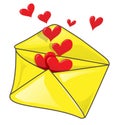 Romantic envelope with many heart.