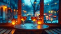 Romantic Evening with Wine Glasses on Bar Table. Generative ai Royalty Free Stock Photo