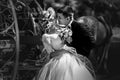 Romantic fairy-tale wedding couple bride and groom hugging in ma Royalty Free Stock Photo