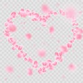 Romantic falling flower petals heart shape. EPS 10 vector