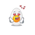 Romantic falling in love boiled egg cartoon character concept