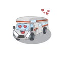 Romantic falling in love campervan cartoon character concept