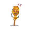 Romantic falling in love corn dog cartoon character concept Royalty Free Stock Photo