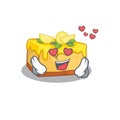 Romantic falling in love lemon cheesecake cartoon character concept