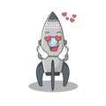 Romantic falling in love rocket cartoon character concept Royalty Free Stock Photo