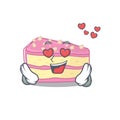 Romantic falling in love strawberry slice cake cartoon character concept
