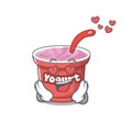 Romantic falling in love yogurt cartoon character concept Royalty Free Stock Photo