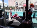 romantic family gondola rides outside THe Venetian resort Royalty Free Stock Photo