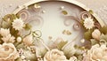 Romantic fantasy wedding alter. Dreamy marriage vows. Heaven\'s pearly gates. White rose bouquets and shimmering silk.