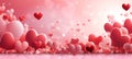 Romantic and festive valentine s day pink hearts background with delicate pink shades