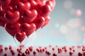 Romantic festivity heart shaped balloons form a beautiful love filled background