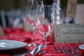 Romantic fine dining table setting for a date, a wedding or a formal event at a restaurant or eatery Royalty Free Stock Photo