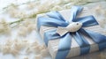 Romantic Fish Embroidery Paper Gift With Ocean Blue Bow Royalty Free Stock Photo
