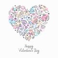 Romantic floral doodle heart with splash background Royalty Free Stock Photo