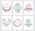 Romantic Floral hand drawn card set.