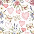 romantic floral love letters pattern Royalty Free Stock Photo