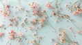 Romantic floral with tiny delicate pink waxflowers sprinkled Royalty Free Stock Photo