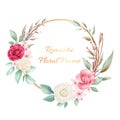 Romantic floral wreath for wedding or greeting cards for cards composition elements