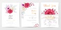 Romantic flowers wedding invitation cards template set