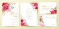 Romantic flowers wedding invitation cards template set. Watercolor flowers decoration Save the Date, Invitation, Greeting, Thank