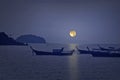 Romantic full moon night over smooth sea Royalty Free Stock Photo