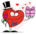 Romantic Gentleman Heart Holding A Single Rose