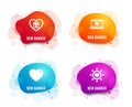 Romantic gift, Heart and Web love icons. Dating network sign. Surprise with love, Social network. Vector
