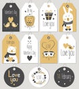 Romantic gift tags and cards. Hand drawn design elements.