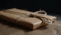 Romantic gift wrapped in brown paper tied with rustic string generated by AI