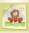 Romantic girl sitting barefoot in the grass Royalty Free Stock Photo