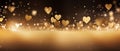romantic gold background, bokeh, hearts, AI generated