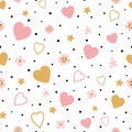 Romantic gold pink seamless floral love pattern kids baby fabric textile pajamas Valentinas day Wedding Love Royalty Free Stock Photo