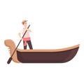 Romantic gondolier icon cartoon vector. Venice gondola Royalty Free Stock Photo