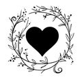 Romantic greeting card with floral stylized heart in frame. Royalty Free Stock Photo