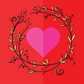 Romantic greeting card with floral stylized heart in frame. Royalty Free Stock Photo