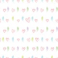 Romantic hand drawn graphics background. Trendy design spring branches and hearts.