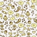 Romantic hand drawn seamless pattern