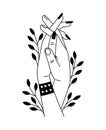 Romantic handshake. Cartoon two hands of lovers, holding palms as symbol of togetherness and safety, vector illustration