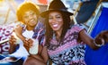 Romantic happy couple relaxing on the beach together Royalty Free Stock Photo