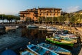 Romantic harbor of Torri del Benaco, Lake Garda in Italy