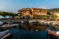 Romantic harbor of Torri del Benaco, Lake Garda in Italy Royalty Free Stock Photo