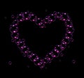 Romantic heart consists of a very beautiful bubbles with purple