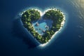 Romantic Heart island shape summer. Generate Ai