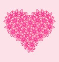 Romantic heart made of pink flowers for Valentine Day