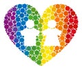 Rainbow Romantic heart Composition Icon of Circles