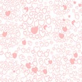 Romantic heart seamless pattern. Pink hearts on white background. Vector illustration in doodle style. Endless abstract Royalty Free Stock Photo